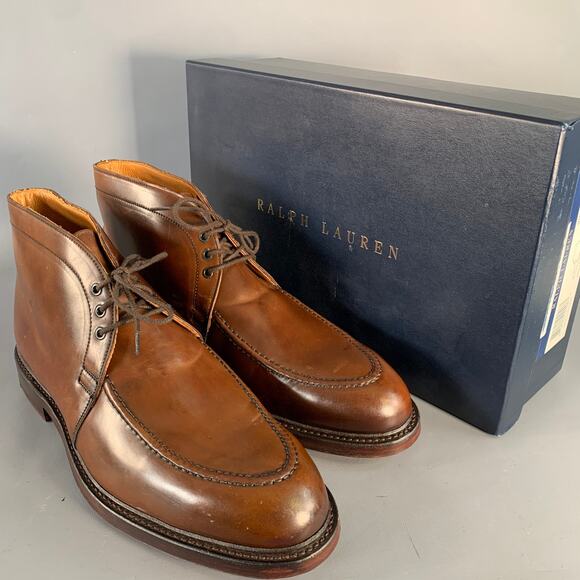 RALPH LAUREN Size 10.5 Gifford Brown Cordovan Leather Lace-Up Ankle Boots main image 13